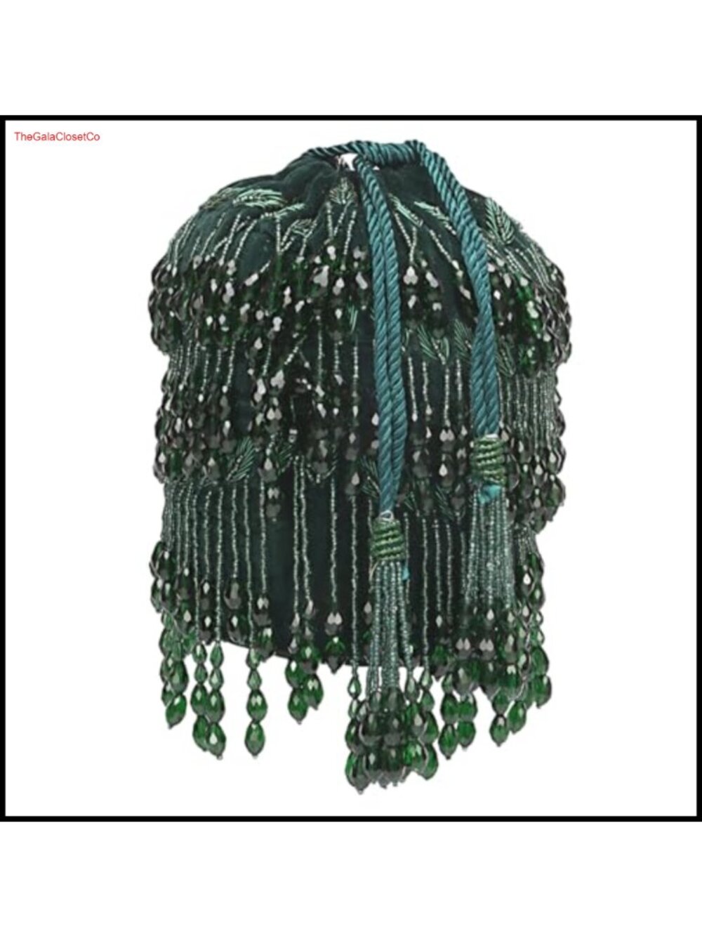 Indian Potli Bag Velvet Drawstring Wristlet Crystal Bead Fringe Wedding Clutch